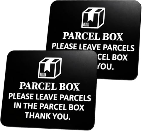 2PCS Parcel Box Sign, 10x10cm Parcel Box Sticker, Please Leave Parcels Here Sign, Prevent The Package From Being Lost, Easy To Use Outdoors, Home and Office Entrances