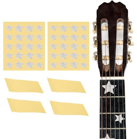 QUARKZMAN 2Pcs Adesivi Per Tastiera Chitarra Adesivi Intarsio Decals Basso | Sticker Stella Intarsio Decals, Colore Perline Perle, Per Chitarra Musica