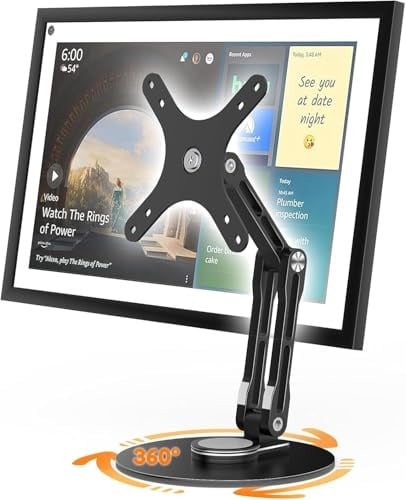 Ständer für TV Monitor & Show 15, 360°Drehfunktion Halterung für VESA100x100, 75x75mm aus Aluminium (Schwarz)