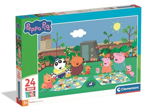 Clementoni Peppa Pig Kinder Puzzle 24 Maxi Teile | Peppa Pig Puzzle 62 x 42 cm für Kinder ab 3 Jahre - Puzzle von Clementoni 24834