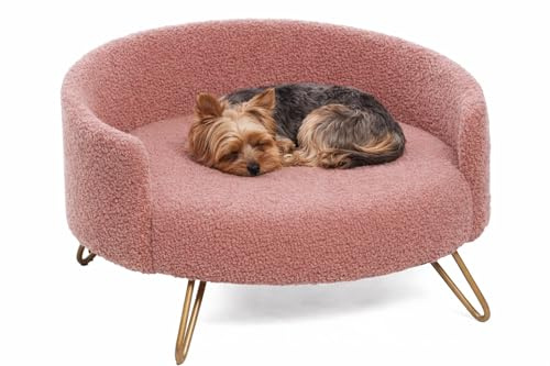 Flamingo hundebett - katzenbett - Sofa - Dizco - rund - rosa - 51 x 50 x 30,5 cm - Textil Holz Metall - für kleine Hunde und Katzen - Metallfüße