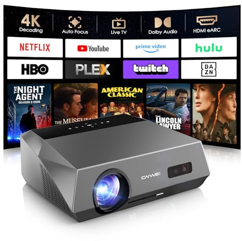 Proiettore intelligente 4K con app certificate, 2400ANSI Daylight Proiettore LED DB Audio, Autofocus, WiFi6, Bluetooth, HDMI eARC/CEC, HDR10 UHD Proyector per Home Theater Outdoor Movie Night Gaming