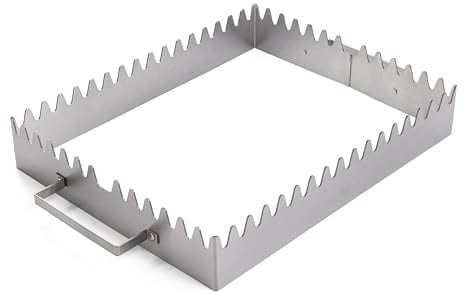 JD Europe Stainless Steel Rack, Silver, Serrated Edges, Length 30cm x Width 24 cm, for Grilling Kebabs