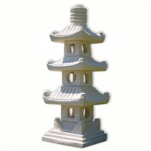 wifash Pagoda, decoración de jardín Lámpara Japonesa Blanca 3 Niveles, Farol Importado de Tailandia (10511)