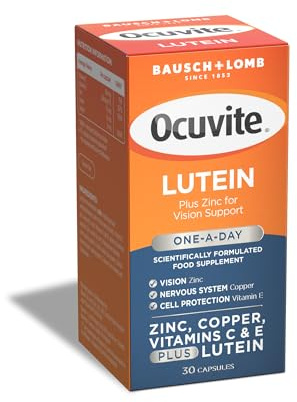 Ocuvite Lutein Eye Supplement Capsules, 1 Capsule per Day | Bausch + Lomb, Lutein, Zinc, Copper, Vitamin C and E