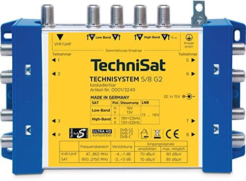 TechniSat TECHNISYSTEM 5/8 G2 - Multischalter-System für Großanlagen (Grundeinheit mit Anschlussmöglichkeit von 4 ZF-Ebenen/Sat Blöcke, für Quattro-LNB, inklusive Netzteil)