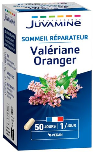JUVAMINE - Valériane et Oranger - Sommeil Réparateur - Propriétés Apaisantes - Favorise le Retour Naturel du Sommeil - 50 Gélules - Fabriqué en France