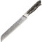 Tsume Brotmesser Carbon Gold, Klingenlänge 19cm, Echtes Damast Küchenmesser mit Karbonfasern und Blattgold, 67 Schichten VG10 Edelstahlkern mit Kunstharz Handgriff, Rasiermesserscharf