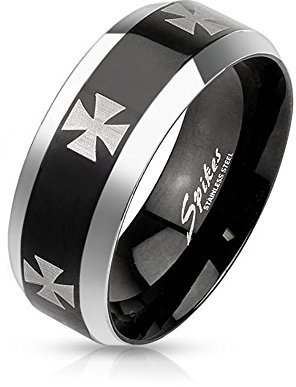 Autiga Ring Edelstahl Herren Damen Biker Eisernes Kreuz Bandring Gothic Iron Cross