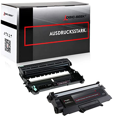 Logic-Seek Toner mit Trommel kompatibel für TN-2220 TN-2010 DR-2200 Brother MFC-7360N HL-2240DR L 2250DNR 2270DW 2130 2132 DCP-7055 7057 W -XXL Füllmenge, Schwarz 5.200 Seiten, Trommel 12.000 Seiten