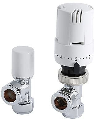 Milano Chrome White Angled Thermostatic Radiator Valves