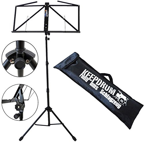 keepdrum MUS3 BK Notenstaender Schwarz + Tasche Bag