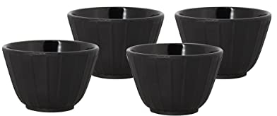 SET DE 4 TASSES A THÉ 12CL EN FONTE NOIRE MAT INTÉRIEUR VERNI