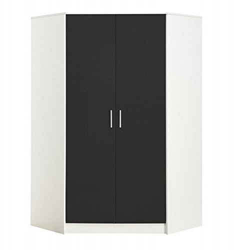 2 Door CORNER Wardrobe in Grey Gloss/Matt White
