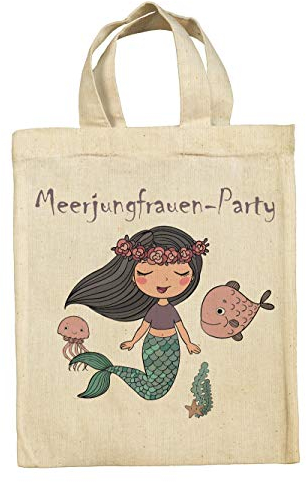 clothinx Lustige Kindergeburtstag Tasche Mitgebsel Beutel im Set mit Geburtstag Motto Meerjungfrau 5er Pack