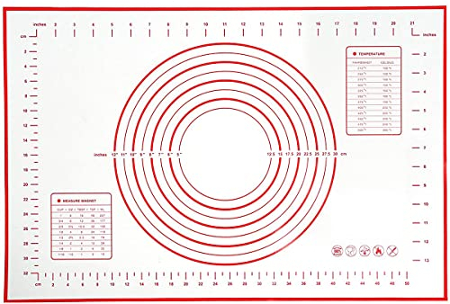 Chizea 60x40cm Backmatte Baking Mat, Fondant Teig Gebäck Backen Matte Backunterlage mit Messungen, Rutschfeste Wiederverwendbar Backpapier, Antihaft, BPA-frei, FDA & LFGB Genehmigt