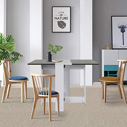 YIFAA Küchentisch, zusammenklappbar, Spanplatte, Melamine, Wohnzimmer, Tisch, 103 x 73,4 x 76 cm