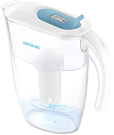 Cecotec Jarra Purificadora de Agua H2ONature 2400 Active. Filtro de cuatro capas, Indicador LCD, Capacidad máxima 2,4 L sin filtro, Tapa Extraíble, Incluye 3 Filtros