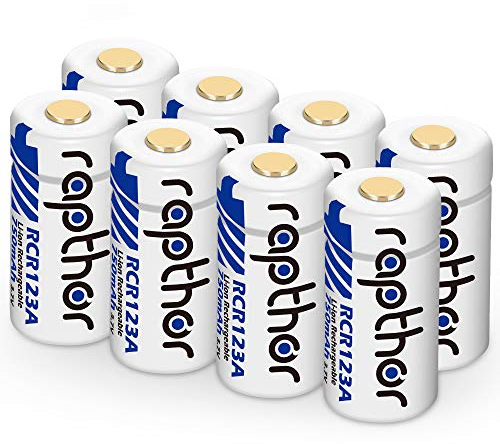 Rapthor Rechargeable Battery 123A for Arlo Wireless Security Camera Flashlight Smoke Detector Photo Printer Smart Sensor Alarm System 8 Pack 750mAh