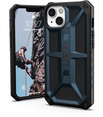Urban Armor Gear Monarch Schutzhülle kompatibel mit Apple iPhone 13 Hülle [Wireless Charging kompatibel, 5-Schichten Schutz nach Militärstandard, Erhöhter Rand] blau (Mallard)