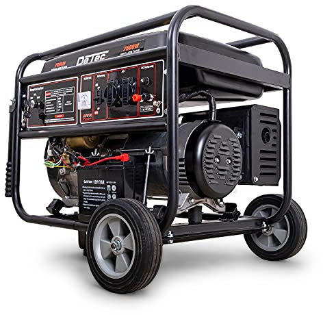 DeTec. Generador de corriente de gasolina DT-LB7500E-1 de 7 kW | 400 V Generador de corriente de alta potencia Generador E-Start | 1 fase, motor de 18 CV (7,5 kW generador de corriente de 1 fase)