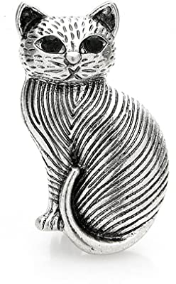 Publisit Broche Vintage, Broche Femme Originale, 2 Modèles au Choix, Broche Vêtement Femme, Animaux, Chat, Epingle, Tendance, Bijoux Femme (Argenté)