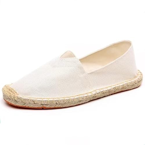 Mintzice Espadrilles für Herren, einfarbig, bequem, zum Reinschlüpfen, flach, beige, 44 EU
