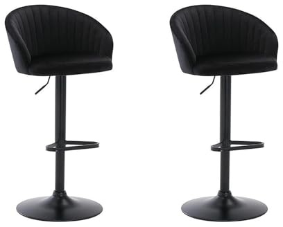 Vente-unique - Barhocker 2er-Set Doraliz - Polyester - schwarz