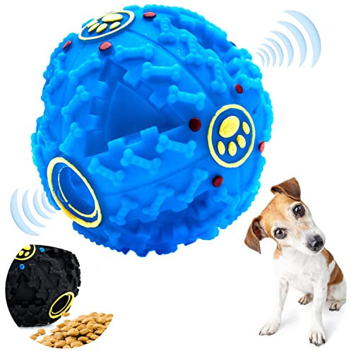 Petopedia 1x 10 cm – Giggle Balls for Dogs – Interactive Dog Toys for Boredom – TREAT DISPENSING – Exciting Sound, Treat Toy, Teeth Cleaning, Bite Resistant, Dog Chew (Blue)