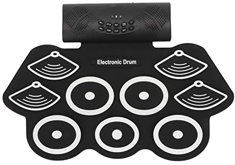E Drum Pad Set, Elektronisches Roll Up Drum Kit, Zwei Lautsprecher, Anfänger Übungs Drum Set, Bluetooth Aufnahmefunktion für Anfänger und Kinder