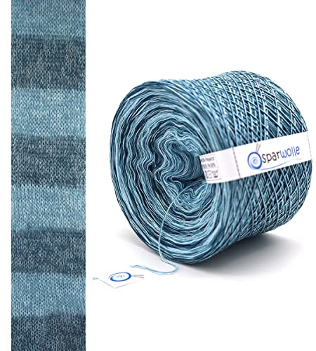 Strickset Stripy 50% Baumwolle 3-fädig, 1000m 200g Stricktuch „Dotted Lines“, Tuchwicklung Shawl knitting… (ST-3003)