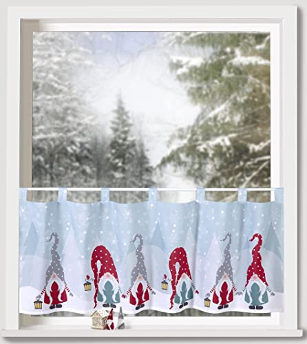 Weckbrodt Microsatin-Scheibengardine Weihnachts-Wichtel mit Laterne, ca. 45x120 cm