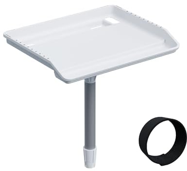 KIBO Boat Bait Board - Bait Board Table for Boat - 45.5cm Large White Fish Fillet Table for Filleting and Cutting Fish - With Rod Holder Mount - Boat Cutting Board - Fishing Rod Strap included