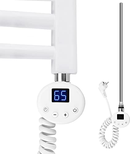 S'AFIELINA Élément Chauffant 600W avec Thermostat Numérique pour Radiateurs de Salle de Bain Thermoplongeur en acier inoxydable Blanc électrique Cartouche de chauffage