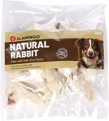 Flamingo Leckerli Hund – Natur Kaninchenpfoten mit Fell – 200g – glutenfrei – naturbelassen – unterstützt Zahnpflege