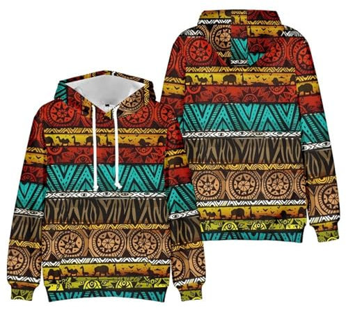 Felpe con Cappuccio da Uomo Felpe Pullover Felpe con Cappuccio A Maniche Lunghe con Coulisse Felpa con Cappuccio Casual Autunno E Inverno Stile Etnico (Color : Style8, Size : S)