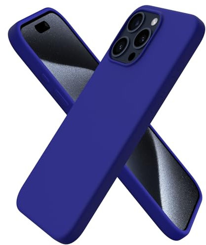 ORNARTO Compatible with iPhone 15 Pro Max Case 6.7, Slim Liquid Silicone 3 Layers Full Covered Soft Gel Rubber 15 Pro Max iPhone Case Cover 6.1 inch-Klein Blue