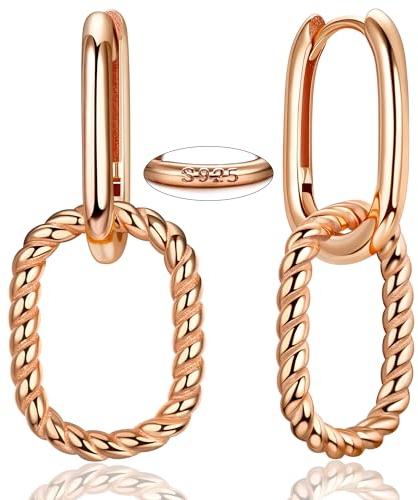 Chriscoco Damen Ohrringe Silber 925 Creolen Hypoallergen Huggie Tropfen Ohrringe Convertible Link Ohrringe Creolen mit Anhänger Schmuck Damen Mädchen Ohrringe Hängend Gold Silber Rosegold