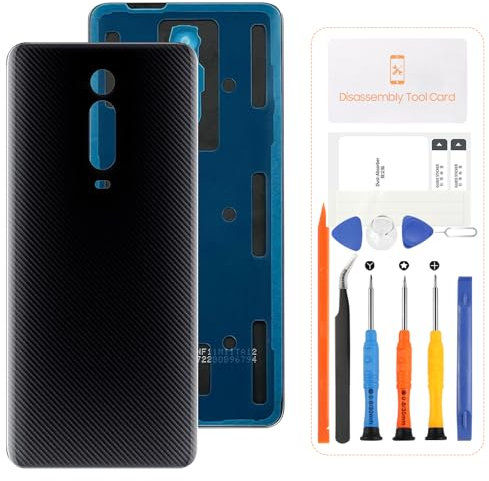 SRJTEK Ersatzakku für Xiaomi Mi 9T/ Mi 9T Pro M1903F10G, M1903F11G Rückseitenabdeckung, Ersatz für Heckscheibe, Reparatur-Set für Rückseite (Schwarz, 48 MP)