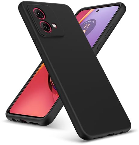 PIXFAB For Motorola G84 5G Case, Slim Liquid Silicone Shockproof [Anti-scratch] Armor Case, Protective Soft Rubber Gel Phone Case Cover For Motorola Moto G84 5G - Black