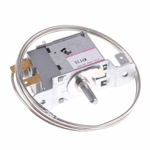 Cherrynight 1PC Kühlschrankthermostat 1200mm AC 220V 6A 2 Pin WPF-20 Anschlüsse Gefrierschrank Kühlschrankthermostat mit Metallkabel Steckdosen und Zubehör