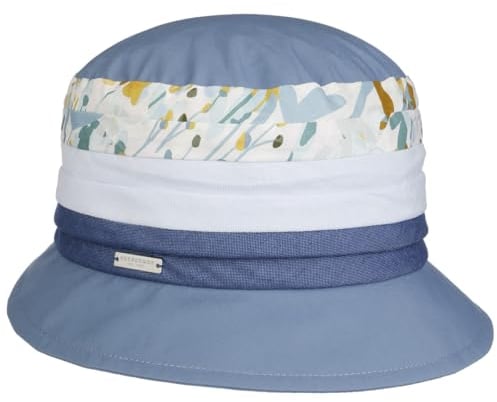 Seeberger Summer Patchwork Stoffhut Sonnenhut Sommerhut Gartenhut Damenhut (One Size - blau)