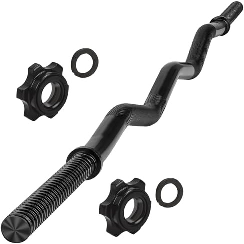 119,4 cm EZ Curlstange Gewichtheberstange 2,5 cm Curlingstangen zum Gewichtheben mit 2 Sternverschlüssen Sternmuttern (100 kg Gewichtskapazität) für Hüftstöße, Kniebeugen, Ausfallschritte für