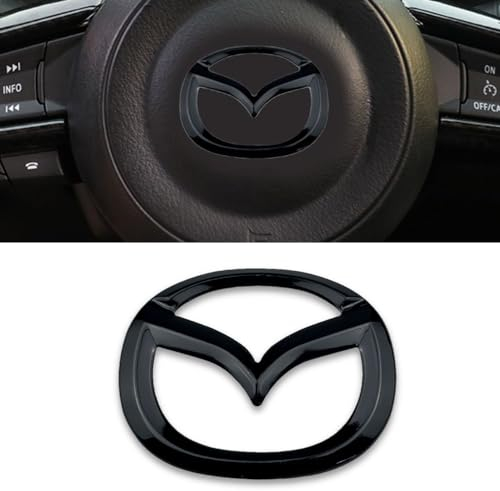 5 Psc Emblem Schwarz für Mazda 3 6 CX-3 CX-5 CX-9,4.5cm X 5.7cm Emblem Logo Aufkleber für Lenkrad Zubehör/Motorhaube Vorne und Hinten und Kofferraum Logo Key Remote Control Emblem,Black