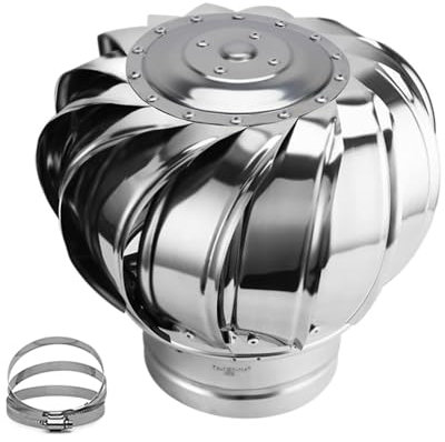 Campana giratoria de acero inoxidable con turbinas giratorias y ventilador de 300 mm