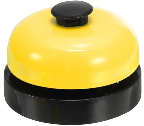 PATIKIL Schreibtisch-Klingel 2,5 Durchmesser, Dinner Schreibtisch Frontklingel für Service mit Metall Anti-Rost Konstruktion für Hotel Restaurant Empfangsbereiche, Schwarz/Gelb