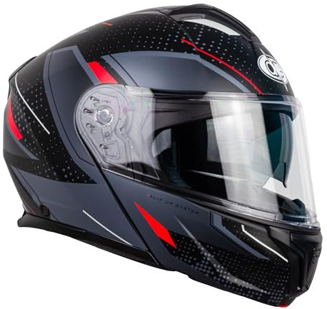 one by Camamoto | Urban Scooter- und Motorradhelm, Schwarz - Rot, Doppelvisier, herausnehmbare Innenausstattung, ECE R22-06-Zulassung, Größe S (55-56 cm)