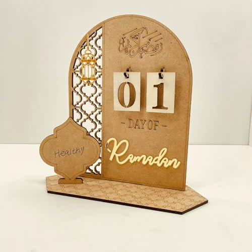 Ramadan Kalender Eid Mubarak Kalender Aus Holz DIY Ramadan Deko Countdown Kalender für Zuhause Eid Mubarak Dekoration