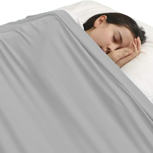 SZSMART Sensorische Kompressionsdecke für Kinder, Spannbettlaken aus Lycra und Elasthan, atmungsaktive gewichtete Decke zur Stresslinderung für Kinder mit Autismus und Angst (grau, Einzelbett/98 x