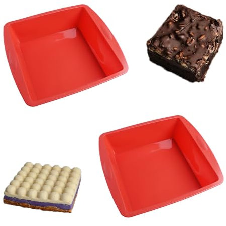 BMZXCH 2 Piezas 20 cm Moldes Pastel Molde Silicona Reposteria Cuadrado Bizcocho Horno, Moldes Silicona Bizcocho Air Fryer para Pan Tartas de Silicone Antiadherente, Pasteles, Hornear